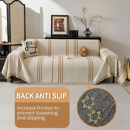 Boho Non Slip Covers Sofa Covers for 3 Cushion Chenille Dog Pet Couch Protector Washable Anti-Slip Sectional Couch Cover Tassels L Shaped Sofa Cover