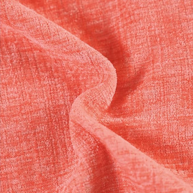 CaliTime Throw Pillow Covers Decorative 18 X 18 Inches Pack of 2 Cotton Thread Stitching Edges Solid Dyed Soft Chenille Cushion Cases for Couch Sofa Bed Living Room Farmhouse Living Coral