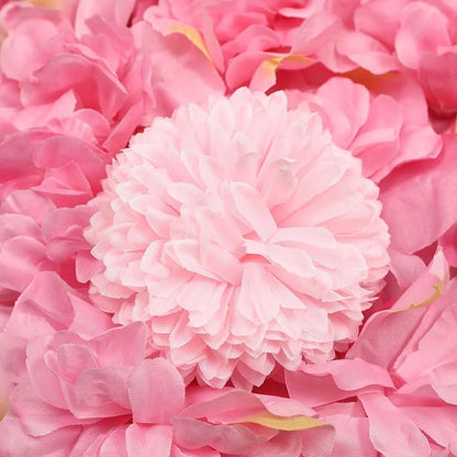 12Pcs Artificial Flower Wall Panel 3D Floral Backdrop Walls15 X 15" Flower Wall Decor Panel Flower Backdrop for Party Home Background Decor-Dark Pink, White