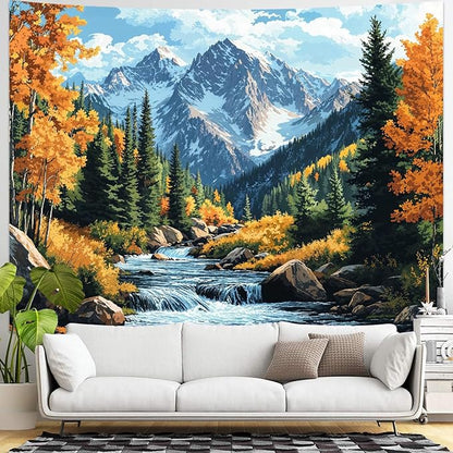 kampdream Landscape Tapestry, Scenery Art Wall Tapestries, Nature Wall Decor for Bedroom Living Room Backdrop Colorado Peak Mountain Art 44×60 inches