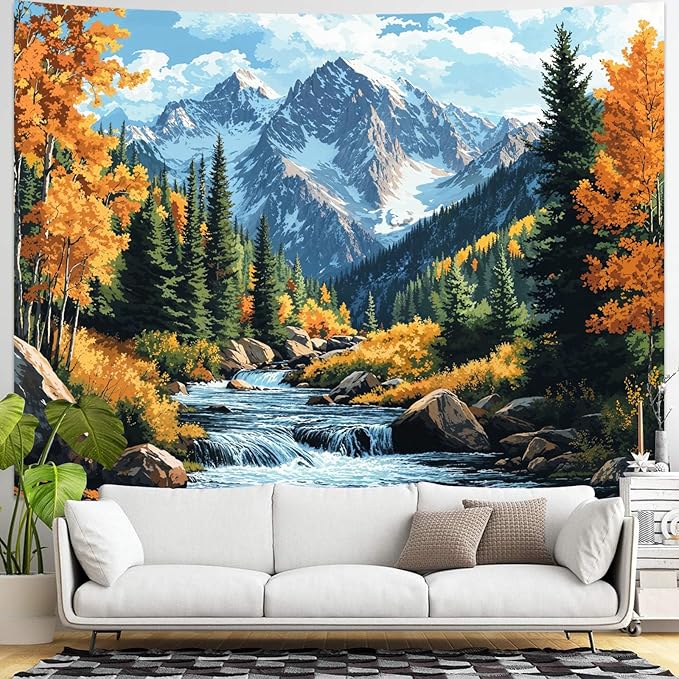 kampdream Landscape Tapestry, Scenery Art Wall Tapestries, Nature Wall Decor for Bedroom Living Room Backdrop Colorado Peak Mountain Art 36×48 inches