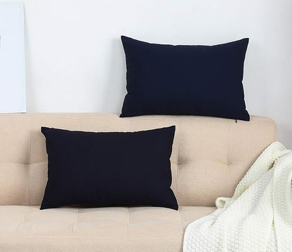 TangDepot Cotton Solid Throw Pillow Covers, 12"X18" color dark navy