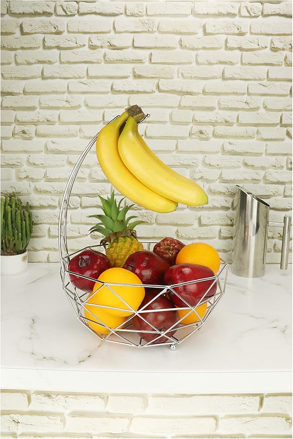 ROSYLINE Fruit basket banana hanger, removable banana hanger, home decoration (chrome)