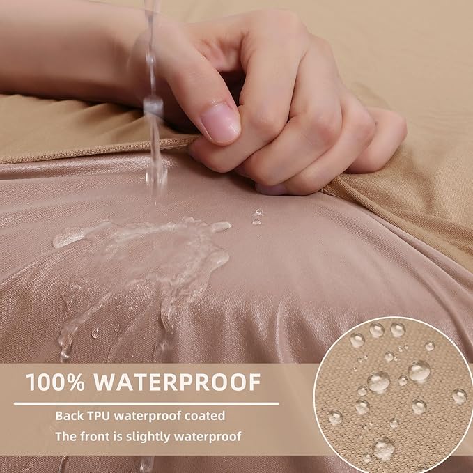 hyha Waterproof Couch Cushion Covers, Sectional Sofa Slipcovers Washable, L Shape Chaise Dog Couch Covers for Sectional Sofa, Universal Furniture Protector (1 Piece for Chaise, Camel)