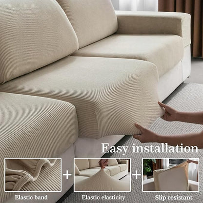 Sectional Couch Covers, Wear Resistant Stretch Sofa Covers Washable Soft Couch Cushion Covers Anti Slip Furniture Protector Sofa Slipcovers for Pets (1 Piece Chair Cover, Light Brown)