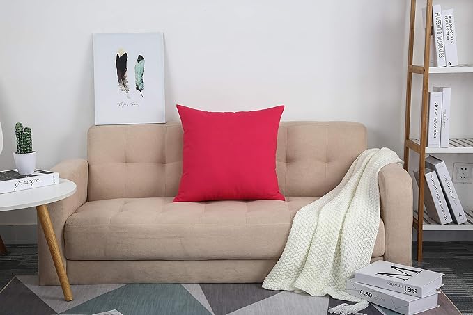 TangDepot Cotton Solid Throw Pillow Covers, 26" x 26" , Watermelon Red, 1 Count (Pack of 1)