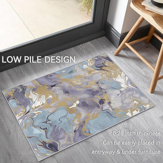 Marble Rugs for Living Room - Marble Swirl Rug, 8x10 Rug, Abstract Area Rug & Room Decor, Contemporary Modern Carpet & Home Decor, Washable Non Slip Anti Skid Rugs