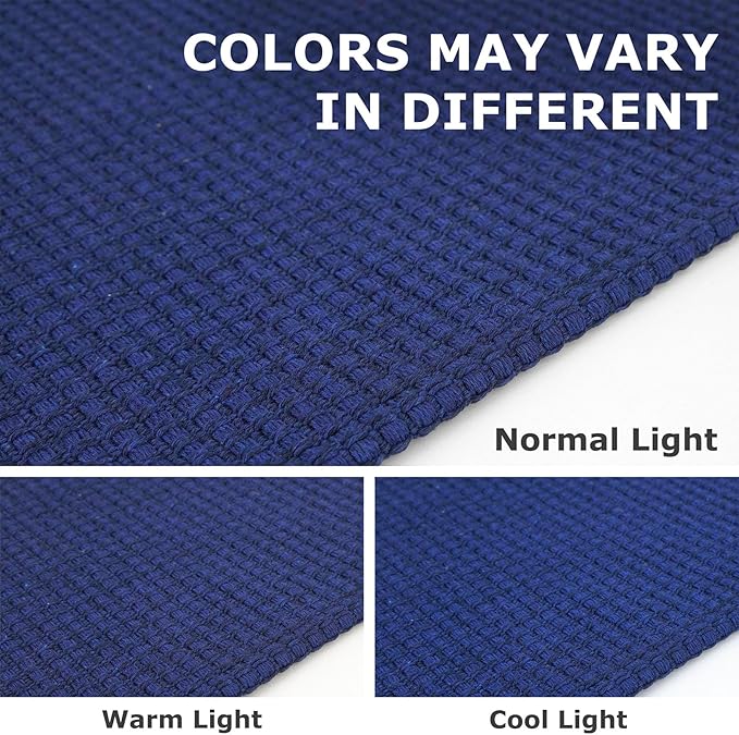 IOHOUZE Washable Runner Rug 2x8 Non Slip Hallway Runner Entryway Runner Indoor, Kitchen Rugs Woven Cotton Floor Carpet for Kitchen Hall Entrance Bedroom, Royal Blue/Navy