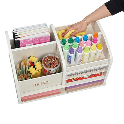 ECR4Kids Tabletop Supplies Storage Center, Teacher Caddy, White Wash