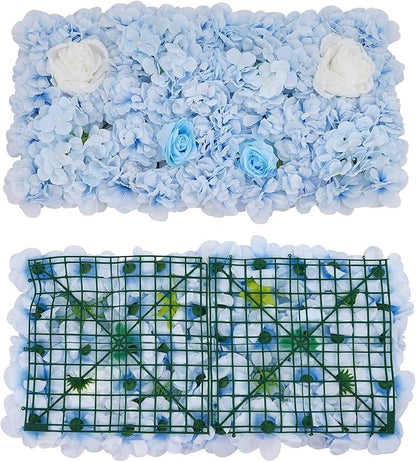 12Pcs Artificial Flower Wall Panel 3D Floral Backdrop Walls15 X 15" Flower Wall Decor Panel Flower Backdrop for Party Home Background Decor, Blue & White