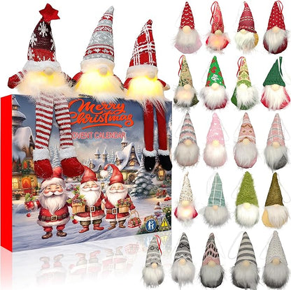 Gnome Christmas Advent Calendar 2025 Gifts Box for Adult Women Girls, 24 Day Christmas Countdown Calendar with Light-Up Handcraft Gnome Ornaments Decoration for Tree, Xmas Gifts for Women Girls Adults Friends