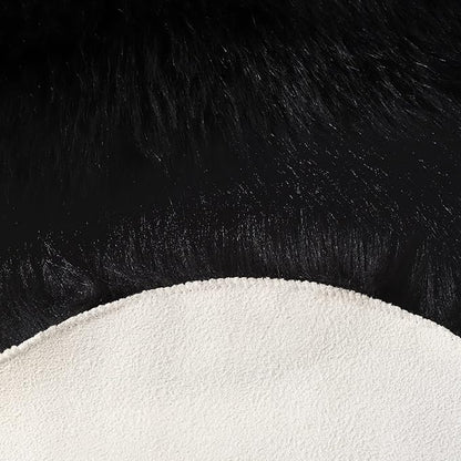CKLASAY Faux Fur Rug Sheepskin Fuzzy Rug Super Soft Fluffy Plush Area Rug Bedroom Floor Children's Room Sofa Cushion Living Room Bedside Rugs (Black,3×3 ft Rotund)