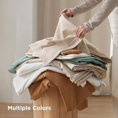 Bedsure 100% Washed Cotton Duvet Cover King Size - Light Brown Minimalist Cotton Duvet Cover Linen Like for All Seasons - GentleSoft™ Plain Simple Bedding, 3 Pieces (Light Brown, King, 104"x90")