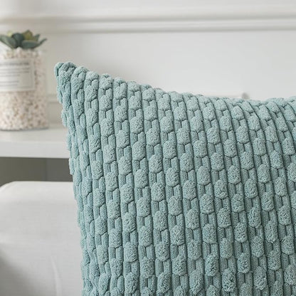Kevin Textile 12x24 Inch Pillow Cover 1 Pack Boho Decorative Soft Striped Corduroy Lumbar Farmhouse Accent Rectangle Cushion Case for Living Room Couch Sofa Bed, Dusty Green
