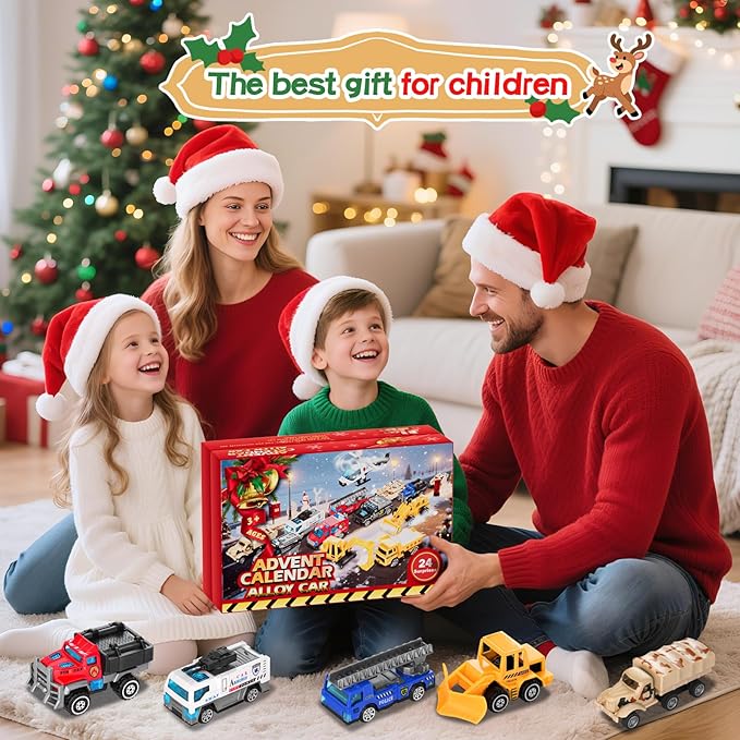 Advent Calendar 2025 Alloy Car Toys for Kids Advent Countdown Calendar Christmas Stocking Stuffer For Boys Girls Gifts 3 age+