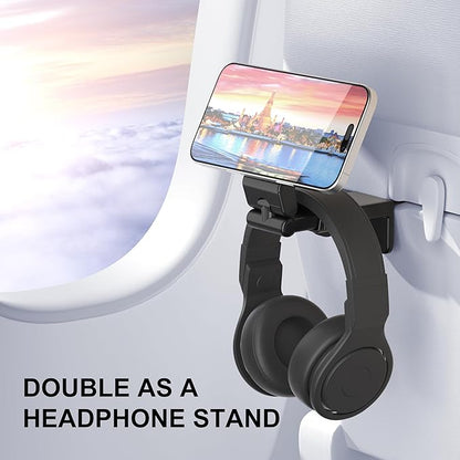 Perilogics Airplane Phone Holder for MagSafe. Universal Phone Mount for Long Flight Airplane Travel Essentials, Cruise Must Haves. Ideal Travel Accessory for Vacation and Content Creators (Black)