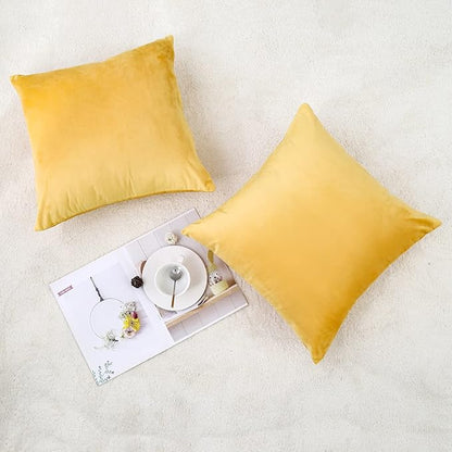 NiNi ALL Decorative Throw Pillow Covers Velvet 28x28 Inch Pack of 2 Yellow Cushion Covers Soft for Couch Sofa Bedroom Living Room Outdoor