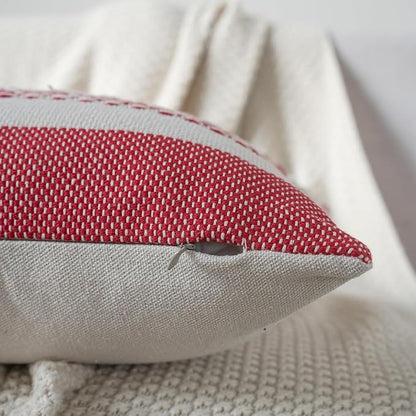 Valentines Pillow Covers 18x18 Inch Set of 2, Red Textured Boho Valentines Day Decoration Pillow Cases for Farmhouse Home Decor, Accent Cushion Cover for Sofa, Bed, Living Room, Bedroom