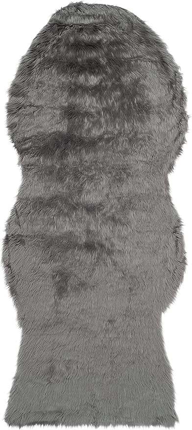 SAFAVIEH Faux Sheep Skin Collection Runner Rug - 2'6" x 6', Grey, Silken Glam Design, Non-Shedding & Easy Care, 2.35-inch Thick Ideal for High Traffic Areas in Living Room, Bedroom (FSS115D)