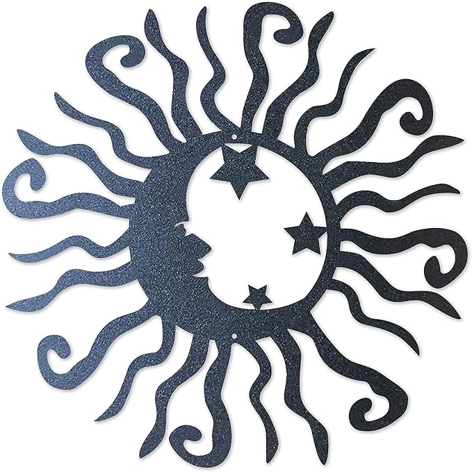 Riverside Designs Wacky Solar Moon Metal Wall Art Steel Outdoor Decor | Heavy-Duty and Waterproof | Made in USA (Black, 30L x 30W)