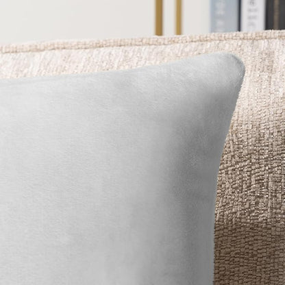 PAVILIA Light Gray Throw Pillow Covers 18x18 Set of 2, Decorative Pillow Cases for Bed Sofa Couch, Boho Aesthetic Accent Decor Cushion Bedroom Living Room, Velvet Square Euro Sham Covers, Light Grey