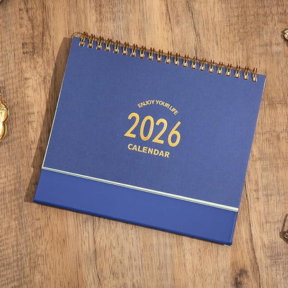 Small Desk Calendar 2025-2026, 18 Months Calendar Runs from Now to Dec 2026, Standing Flip Academic Year Desk Calendar with To-do List & Notes, Metal Ring Twin-Wire Binding with Stickers, Monthly Desktop Calendar for Home Office (Blue)