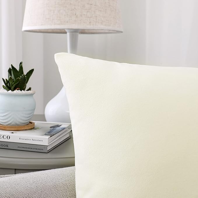 NiNi ALL Decorative Throw Pillow Covers Velvet 26x26 Inch Pack of 2 Cream White Cushion Covers Soft for Couch Sofa Bedroom Living Room Outdoor