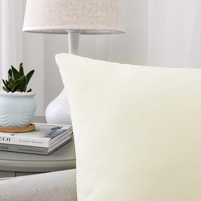 NiNi ALL Decorative Throw Pillow Covers Velvet 26x26 Inch Pack of 2 Cream White Cushion Covers Soft for Couch Sofa Bedroom Living Room Outdoor