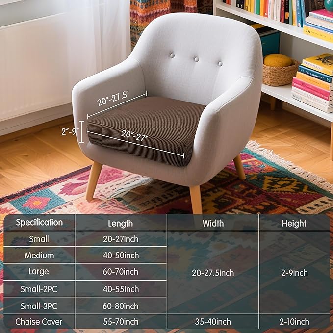 Hokway Couch Cushion Covers Stretch Cushion Covers Sofa Seat Cushion Slipcover Cushion Protector(Chocolate, Small)