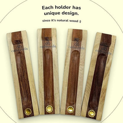Rosewood Incense Holder for Sticks - 11 Inch Handmade Dual Incense Burners with Cone Holder | Beautiful Natural Wood Incense Stick Holder, for Meditation or Yoga Lovers