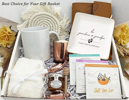 NZY Grandparents Gift-First Time Grandparents-Grandma Gift-Baby Announcement-Pregnancy Announcement Gifts for Grandparents-Grandpa Grandma to Be-Jewelry Tray Trinket Holder Ring Dish-Christmas Gift
