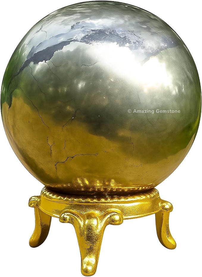 Amazing Gemstone Pyrite Crystal Ball with Stand - 1.5 Inches Crystal Sphere Meditation Balls for Witchcraft and Decorative Balls