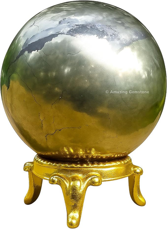 Amazing Gemstone Pyrite Crystal Ball with Stand - 1.5 Inches Crystal Sphere Meditation Balls for Witchcraft and Decorative Balls