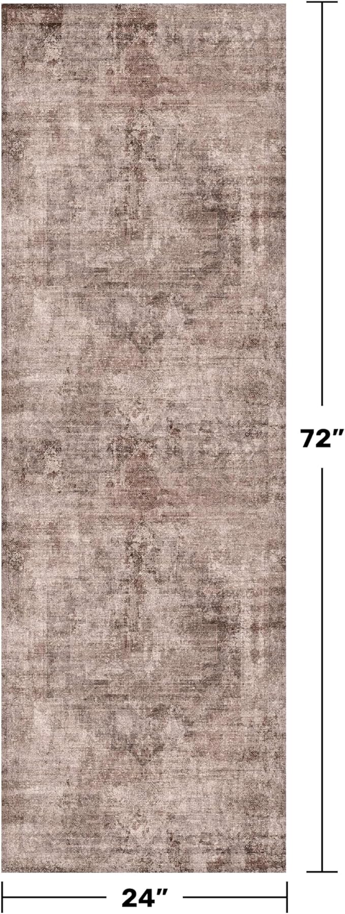 Farmhouse 2x6 Hallway Runner Rug Non Slip, Machine Washable Red Brown Rugs for Kitchen, Bathroom, Entrance Indoor, Low Pile & Soft Stain Resistant Terracotta Carpet