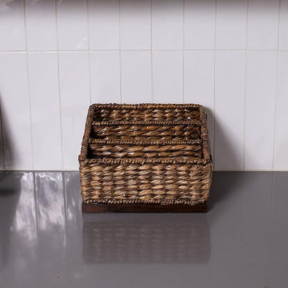 BIRDROCK HOME Seagrass Desk Organizer - Brown Wash - Hand Woven - Natural - Stylish Decorative Design - Mail Filer