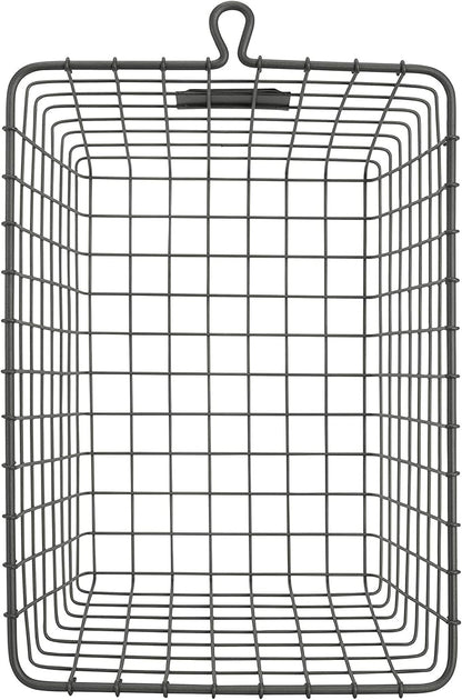 Spectrum Small Wire Basket with Label Plate Industrial Gray Square Wire Storage Basket for Kitchen Bathroom Laundry Pantry Closet Toy Under Sink Organization, Small Wire Basket Organizer for Storage