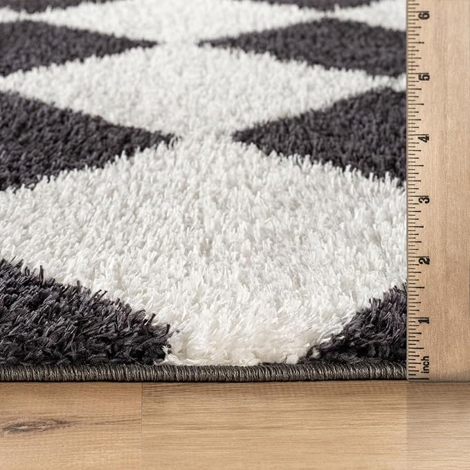 Rugshop Diamond Wave Pattern Shag Area Rug Anthracite Dark Gray 5' x 7' Great for Bedrooms, Living Rooms, or Under Coffee Tables