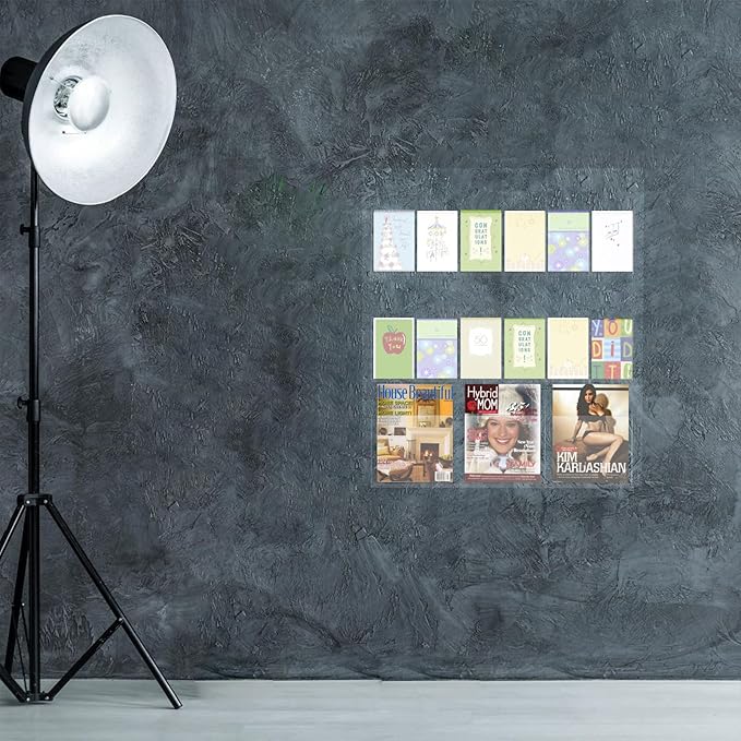 Acrylic Brochure Holder Wall Mount – 3 Magazine Racks & 12 Trifold Pamphlet Holders, Clear Literature Organizer for Office, Home, School, Clinic, Retail - Wall Mounted Flyer Display Rack, Transparent