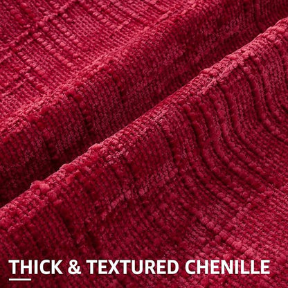 decorUhome Christmas Red Chenille Throw Pillow Covers 12x20 Set of 2 Thick Textured Slubby Couch Pillow Covers Farmhouse Accent Modern Neutral Decorative Pillow Cases for Bed Sofa Living Room
