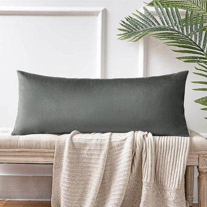 Artscope Luxury Velvet Lumbar Pillow Cover Super Soft Decorative Rectangle Throw Pillow Covers Case Cushion Covers for Sofa Couch Bedroom Car Decor 14x36 Inch Dark Grey