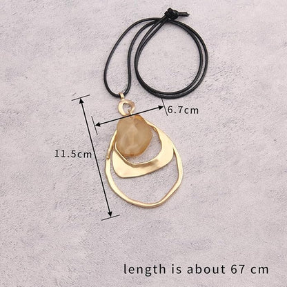 Leather Necklace for Women Boho Choker Necklace Long Cord Leather Pendant Bohemian Neckalce Vintage Alloy Pendant Leather Rope Necklace Wooden Necklaces for Women