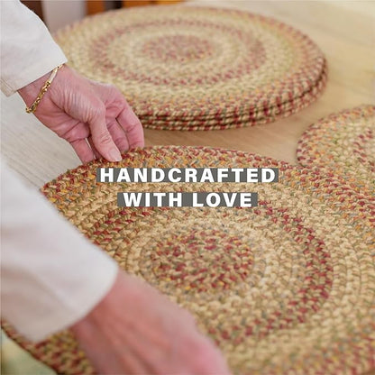 Homespice Harvest Round Braided Placemats, Warm Country Decor, Set of 2, 15", Multicolor Jute Table Mats - Vibrant Colors, Durable, Easy to Clean and Protects Furniture