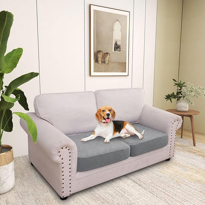 hyha Individual Couch Cushion Covers, Stretch Magic Sofa Seat Cushion Covers Washable, Dog Couch Sofa Slipcover for Pets, Kid with Elastic Bottom(2PC, Grey)