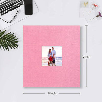 Mublalbum Small Photo Album 4x6 200 Photos Linen Cover Picture Book with Horizontal Pockets for Wedding Family Anniversary and Baby (Pink)