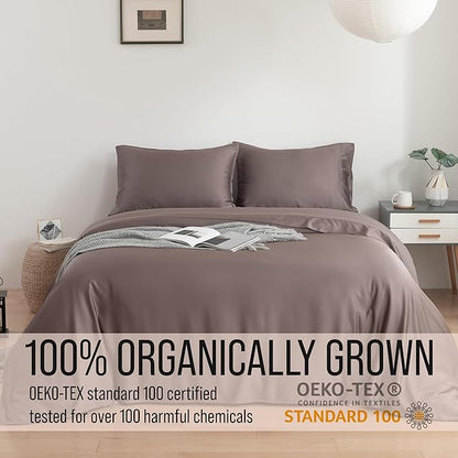 Bella Coterie Luxury Bamboo Viscose Queen Size Sheet Set | 100% Organically Grown | Ultra Soft | Cooling for Hot Sleepers | 18" Deep Pocket [Mocha]
