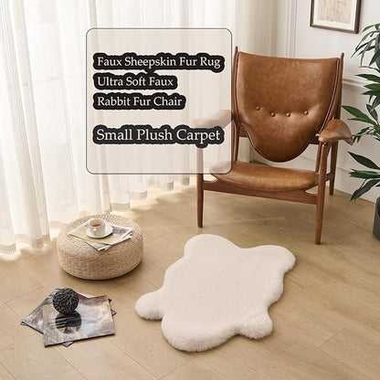 1700GSM Fuzzy Faux Sheepskin Fur Area Rug,Extra Soft Faux Fur Mat,Fluffy Shaggy Fur Rug for Bedroom Living Bedside Rug Room Decor-Ivory White, 4 x 6 ft