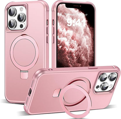 Compatible with iPhone 11 Pro Max Case with Invisible Magnetic O-Ring Stand Military-Grade Case for iPhone 11 ProMax 6.5" [Compatible with Mag-Safe][Great Grip Feeling], Rose Gold
