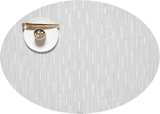Chilewich Bamboo Placemats Set of 4 - Woven Oval Placemats - Reusable, Stain-Resistant, Indoor/Outdoor Tabletop Protection - 19" x 14" - Moonlight