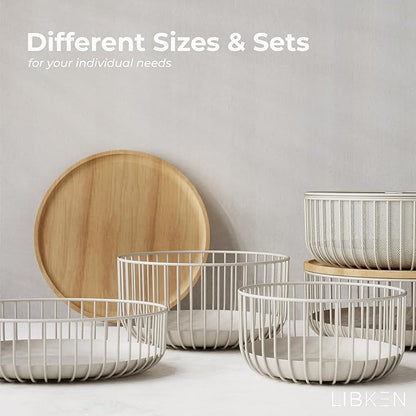 Wire FruitBowls -Stylish Metal Wire FruitBasket for Kitchens -Decorative Fruit and Veg Storage Holder - Ideal Kitchen Accessories for Modern Decor -Warm Gray, 1 Unit, H4xL11xW11 IN-Heavy Weight