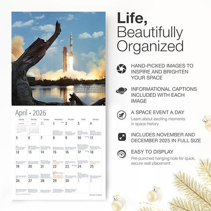 RED EMBER This Day in Space 2026 Wall Calendar 12 Month | 12" x 24" Open | Thick & Sturdy Paper | Holiday Gift | Space Calendar 2026